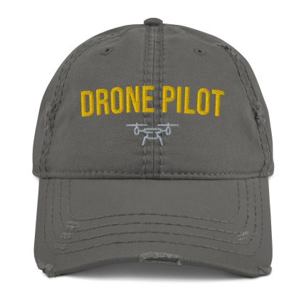 Professional drone pilot wearing Drone Pilot hat distressed brim - Aviation equipment for certified UAV operators