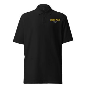 Drone Pilot Pique Polo Shirt - Black/Gold