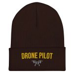 Professional drone pilot wearing Winter Cuffed Beanie Drone Pilot Hat - Aviation equipment for certified UAV operators