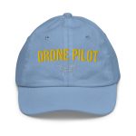 Professional drone pilot wearing Kids Drone Pilot Cap - Aviation equipment for certified UAV operators