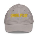 Professional drone pilot wearing Kids Drone Pilot Cap - Aviation equipment for certified UAV operators
