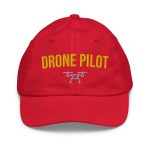 Professional drone pilot wearing Kids Drone Pilot Cap - Aviation equipment for certified UAV operators