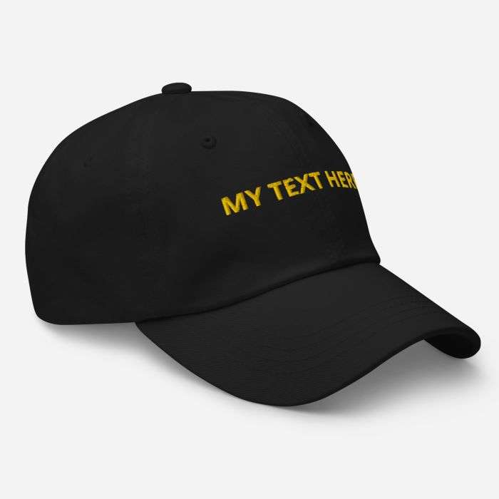 Personalised black adult baseball hat