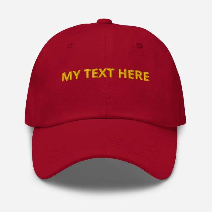 Personalised red adult baseball hat
