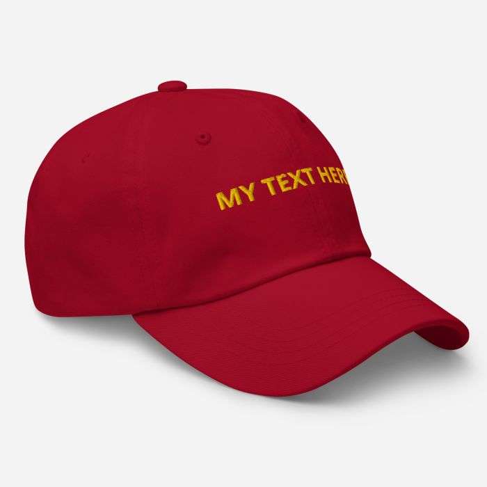 Personalised red adult baseball hat