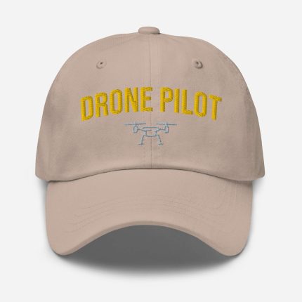 Professional drone pilot wearing Drone Pilot Logo Hat - Aviation equipment for certified UAV operators