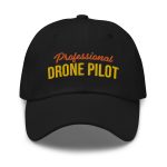 Professional drone pilot wearing Drone Pilot Cap, Hat for Drone Operators, Professional Drone Pilot - Aviation equipment for certified UAV operators