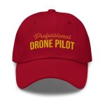 Professional drone pilot wearing Drone Pilot Cap, Hat for Drone Operators, Professional Drone Pilot - Aviation equipment for certified UAV operators