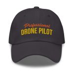 Professional drone pilot wearing Drone Pilot Cap, Hat for Drone Operators, Professional Drone Pilot - Aviation equipment for certified UAV operators