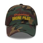 Professional drone pilot wearing Drone Pilot Cap, Hat for Drone Operators, Professional Drone Pilot - Aviation equipment for certified UAV operators