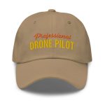 Professional drone pilot wearing Drone Pilot Cap, Hat for Drone Operators, Professional Drone Pilot - Aviation equipment for certified UAV operators