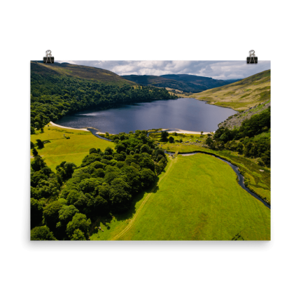 Aerial photography poster showing Lough Tay - Guinness Lake, Ireland - Poster Print - Premium wall art for aviation enthusiasts