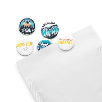 Professional drone pilot wearing Set of pin buttons Drone Pilot - Aviation equipment for certified UAV operators