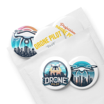 Professional drone pilot wearing Set of pin buttons Drone Pilot - Aviation equipment for certified UAV operators