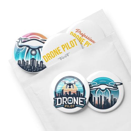 Professional drone pilot wearing Set of pin buttons Drone Pilot - Aviation equipment for certified UAV operators