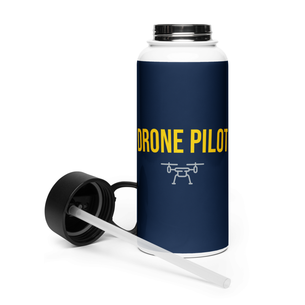 Drone Pilot Stainless steel water bottle with a straw lid