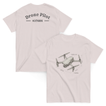 Professional drone pilot wearing Drone Pilot Sketch t-shirt (DJI Drone style) - Aviation equipment for certified UAV operators