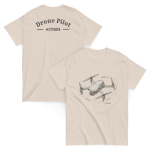 Professional drone pilot wearing Drone Pilot Sketch t-shirt (DJI Drone style) - Aviation equipment for certified UAV operators