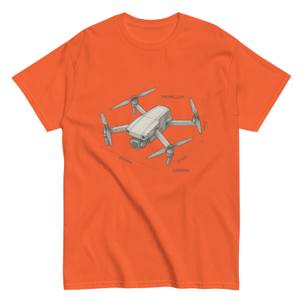 Professional drone pilot wearing DJI Drone Sketch T-Shirt | Stylish Cotton Tee for Drone Pilots - Aviation equipment for certified UAV operators