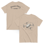 Professional drone pilot wearing Drone Pilot Sketch t-shirt (DJI Drone style) - Aviation equipment for certified UAV operators