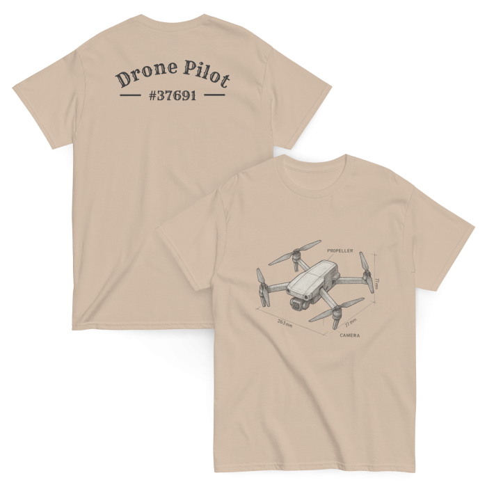 Drone Pilot Sketch t-shirt (DJI Drone style) - Image 3