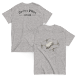 Professional drone pilot wearing Drone Pilot Sketch t-shirt (DJI Drone style) - Aviation equipment for certified UAV operators