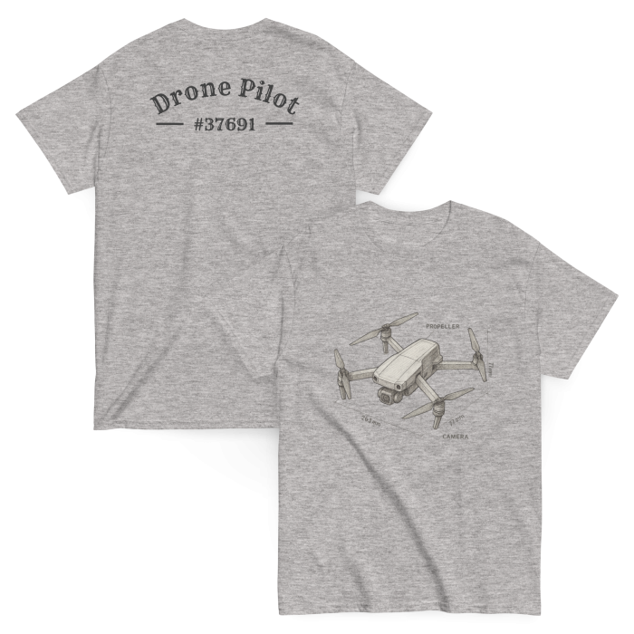 Drone Pilot Sketch t-shirt (DJI Drone style) - Image 2