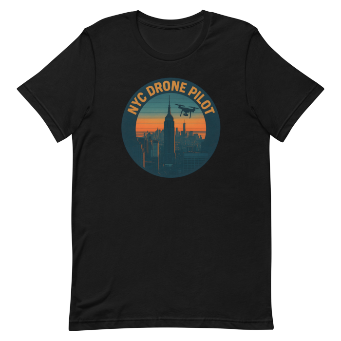 NYC Drone Pilot T-Shirt - Vintage Manhattan Skyline Design - Image 2