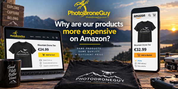 Why are PhotoDroneGuy products more expensive on Amazon?